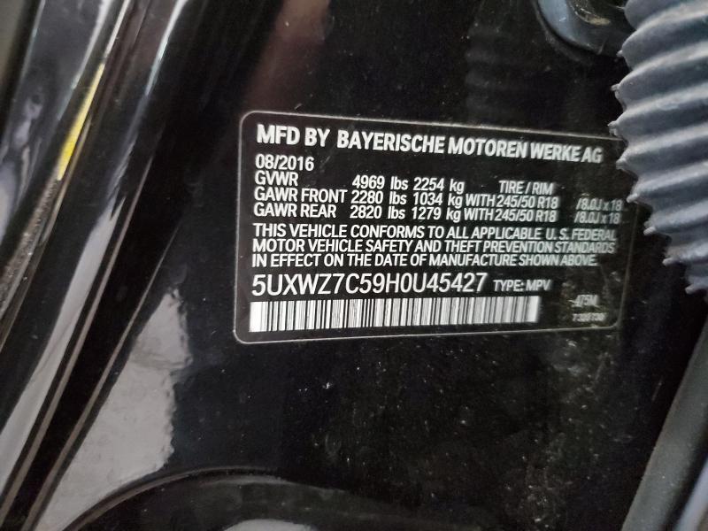 5UXWZ7C59H0U45427 - 2017 BMW X3 SDRIVE28I BLACK photo 12