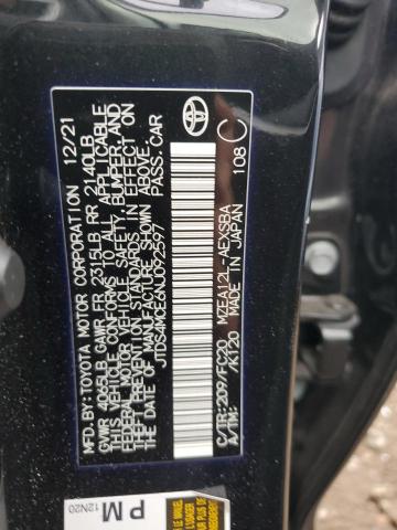 JTDS4MCE6NJ092597 - 2022 TOYOTA COROLLA SE გრაფიტი ფოტო 12