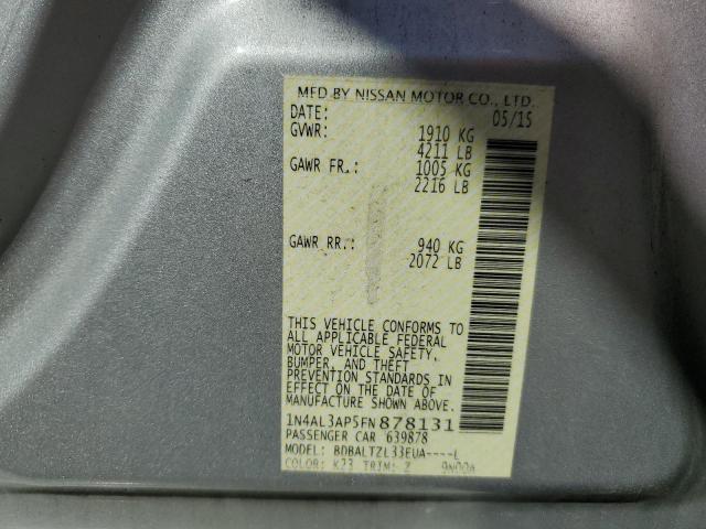 1N4AL3AP5FN878131 - 2015 NISSAN ALTIMA 2.5 银色 照片 12