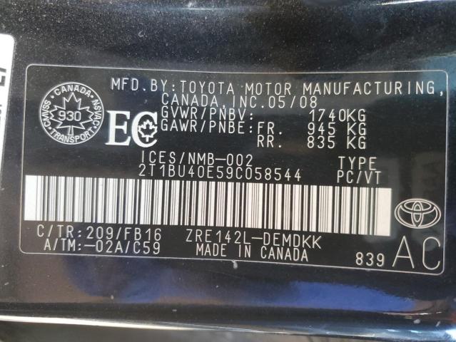 2T1BU40E59C058544 - 2009 TOYOTA COROLLA BASE Qara foto 12