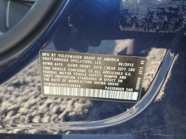 1VWAH7A33CC109244 - 2012 VOLKSWAGEN PASSAT S BLUE photo 12