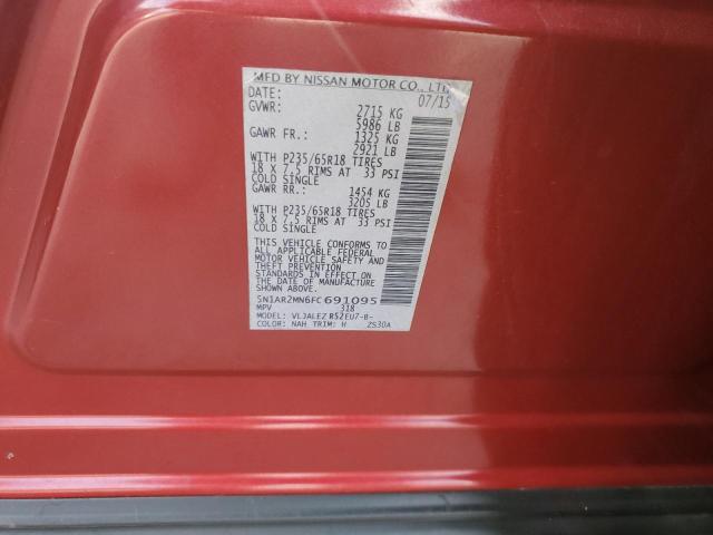5N1AR2MN6FC691095 - 2015 NISSAN PATHFINDER S RED photo 13
