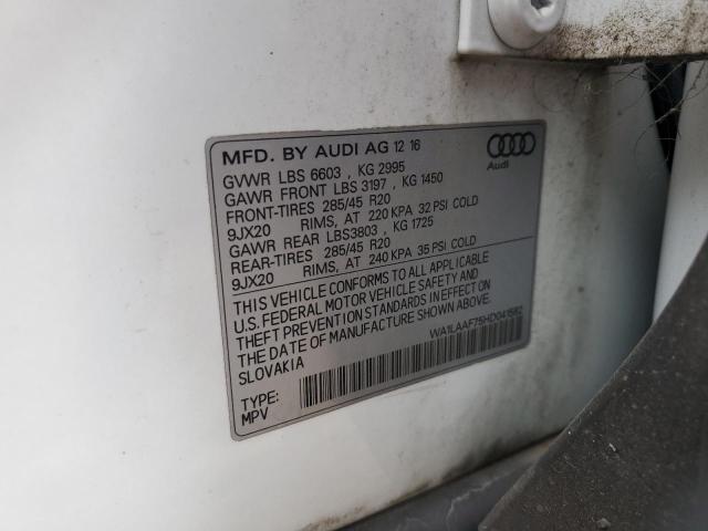 WA1LAAF75HD041582 - 2017 AUDI Q7 PREMIUM PLUS Ақ фото 14