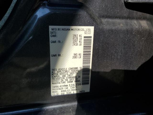 1N4BL4CV9NN336356 - 2022 NISSAN ALTIMA SR GRAY photo 13