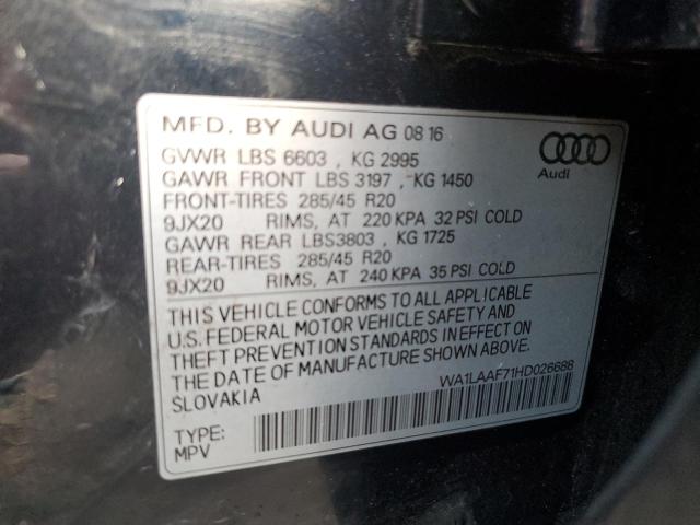 WA1LAAF71HD026688 - 2017 AUDI Q7 PREMIUM PLUS Սև լուսանկար 12