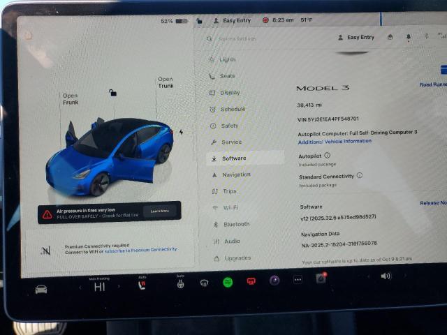 5YJ3E1EA4PF548701 - 2023 TESLA MODEL 3 ლურჯი ფოტო 9