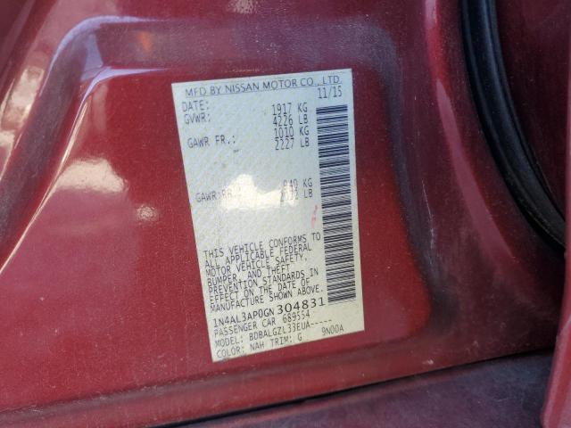 1N4AL3AP0GN304831 - 2016 NISSAN ALTIMA 2.5 红色 照片 12