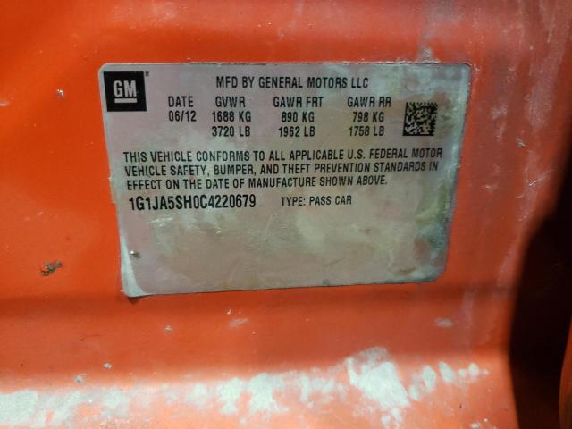 1G1JA5SH0C4220679 - 2012 CHEVROLET SONIC LS 橙色 照片 12