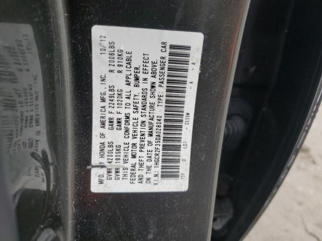 1HGCR2F35DA028040 - 2013 HONDA ACCORD LX GRAY photo 12