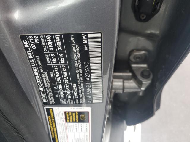 4JGDA5HB1EA274290 - 2014 MERCEDES-BENZ ML 350 4MATIC SILVER photo 13