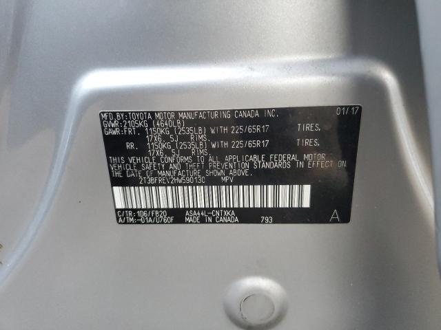 2T3BFREV2HW590130 - 2017 TOYOTA RAV4 LE 银色 照片 12