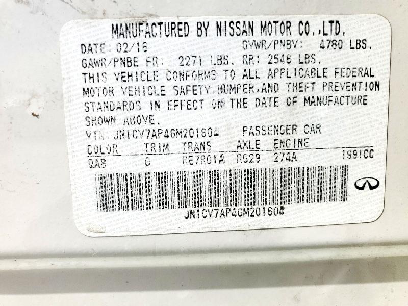 JN1CV7AP4GM201604 - 2016 INFINITI Q50 BASE WHITE photo 12