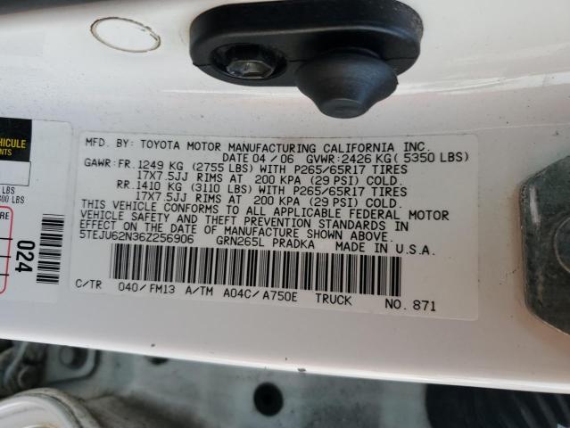 5TEJU62N36Z256906 - 2006 TOYOTA TACOMA DOUBLE CAB PRERUNNER WHITE photo 12