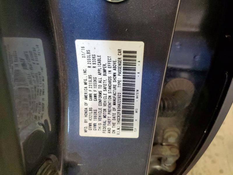 1HGCR2F80HA020820 - 2017 HONDA ACCORD EXL CHARCOAL photo 12