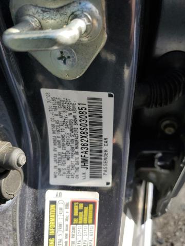 JHMFA362X8S030851 - 2008 HONDA CIVIC HYBRID Grafit foto 12