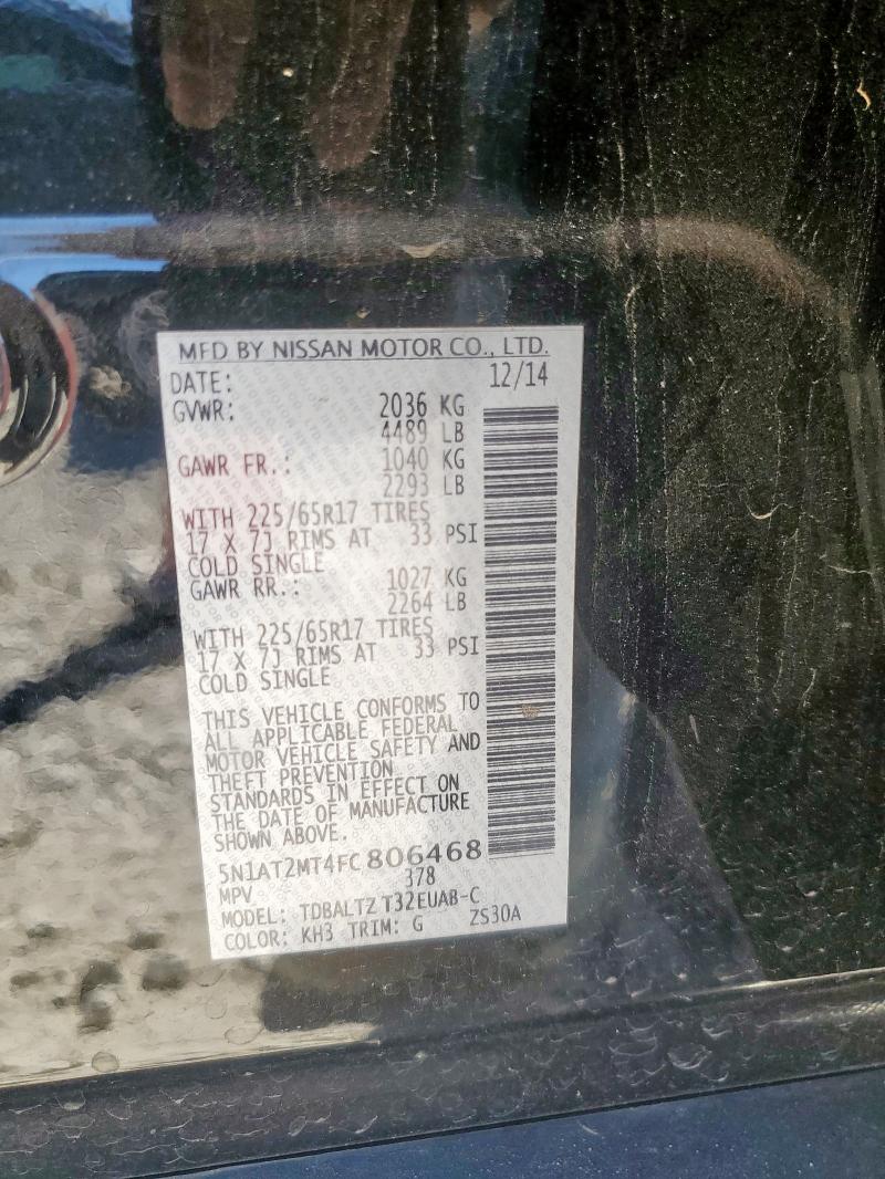 5N1AT2MT4FC806468 - 2015 NISSAN ROGUE S BLACK photo 13