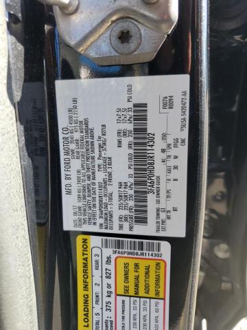 3FA6P0HD8JR114302 - 2018 FORD FUSION SE BLACK photo 12