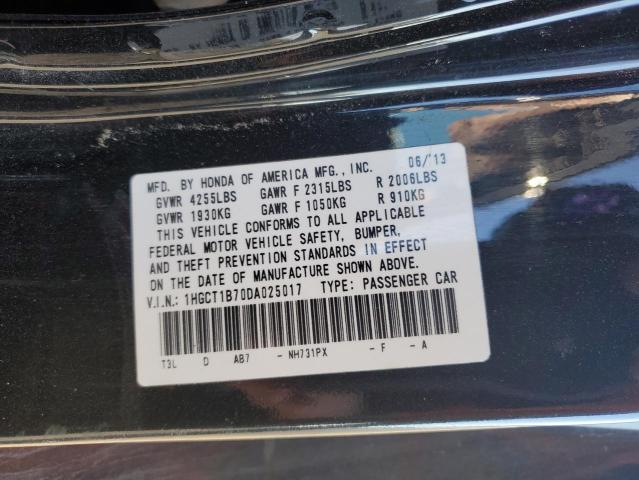 1HGCT1B70DA025017 - 2013 HONDA ACCORD EX Siyah fotoğraf 12