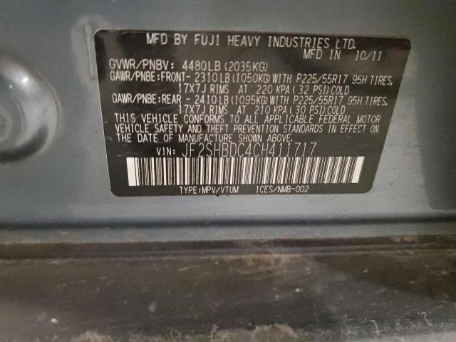 JF2SHBDC4CH411717 - 2012 SUBARU FORESTER 2.5X PREMIUM BLUE photo 13