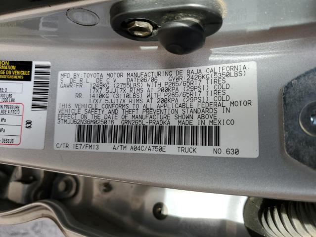 3TMJU62N36M025016 - 2006 TOYOTA TACOMA DOUBLE CAB PRERUNNER SILVER photo 12