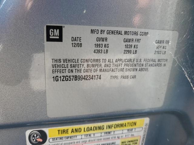 1G1ZG57B994234174 - 2009 CHEVROLET MALIBU LS ლურჯი ფოტო 12