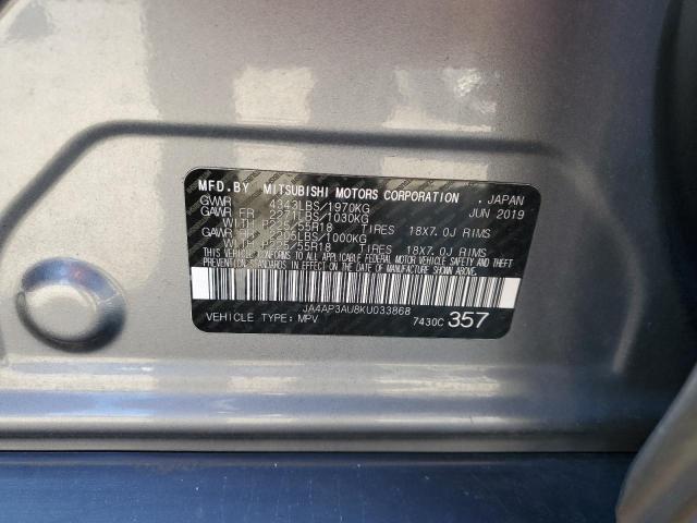 JA4AP3AU8KU033868 - 2019 MITSUBISHI OUTLANDER ES GRAY photo 13
