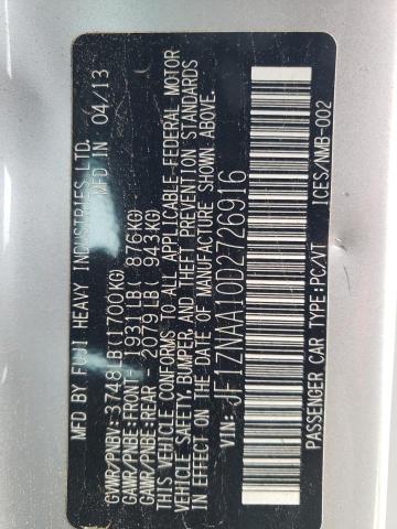 JF1ZNAA10D2726916 - 2013 TOYOTA SCION FR-S SILVER photo 12