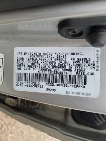 4T1BE32K82U087423 - 2002 TOYOTA CAMRY LE 银色 照片 13