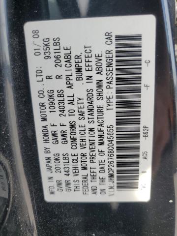 JHMCP26768C045655 - 2008 HONDA ACCORD EX BLACK photo 13