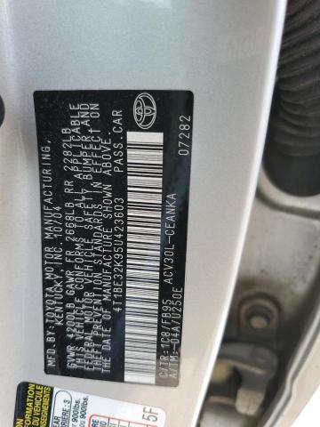 4T1BE32K95U423603 - 2005 TOYOTA CAMRY LE SILVER photo 12