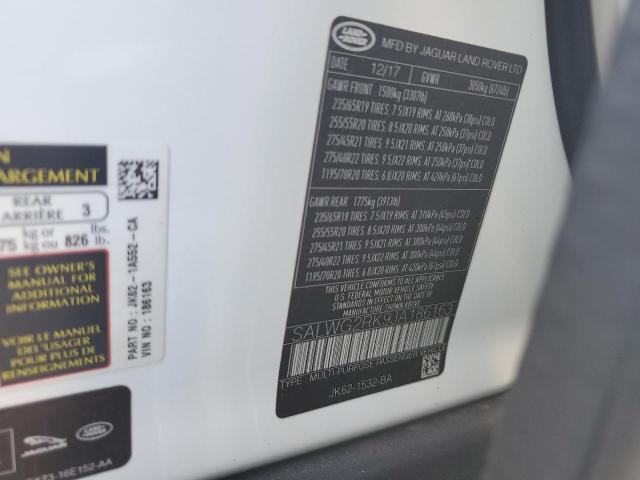 SALWG2RK9JA186163 - 2018 LAND ROVER RANGE ROVE SE WHITE photo 13