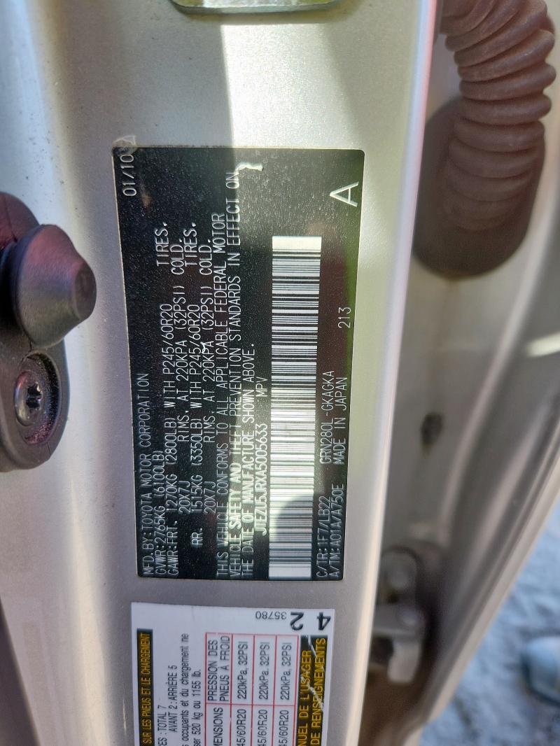 JTEZU5JRXA5005633 - 2010 TOYOTA 4RUNNER SR5 SILVER photo 13