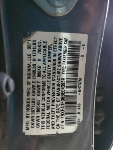 19XFA1F36BE043959 - 2011 HONDA CIVIC VP CHARCOAL photo 13