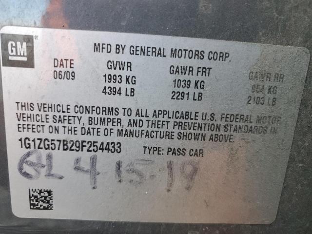 1G1ZG57B29F254433 - 2009 CHEVROLET MALIBU LS ნაცრისფერი ფოტო 12