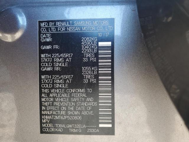 KNMAT2MT6JP520806 - 2018 NISSAN ROGUE S GRAY photo 14