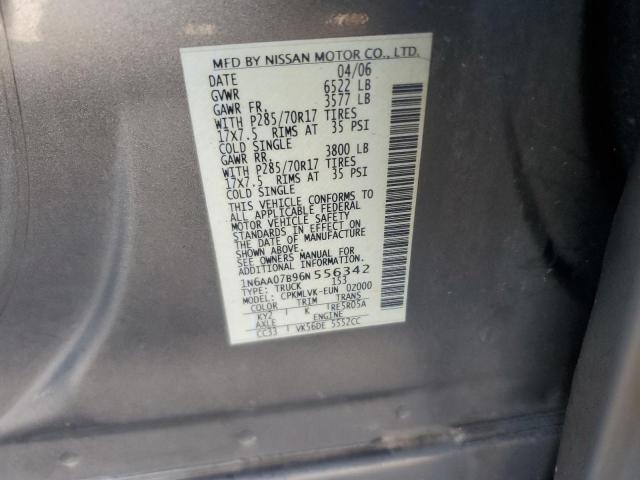 1N6AA07B96N556342 - 2006 NISSAN TITAN XE 银色 照片 12