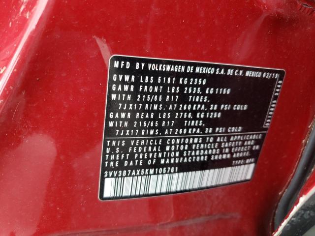 3VV3B7AX5KM105761 - 2019 VOLKSWAGEN TIGUAN SE ბურგუნდია ფოტო 13