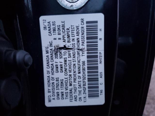 2HGFB2F92CH587566 - 2012 HONDA CIVIC EXL BLACK photo 12