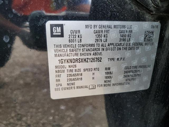 1GYKNDRSXHZ126762 - 2017 CADILLAC XT5 LUXURY BLACK photo 14