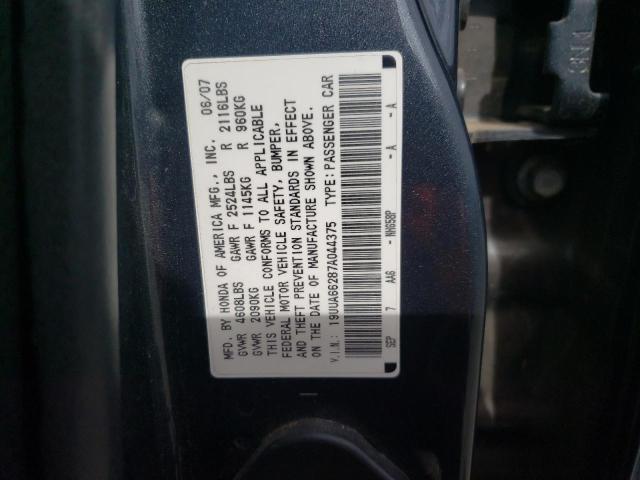19UUA66287A044375 - 2007 ACURA TL GRAY photo 12