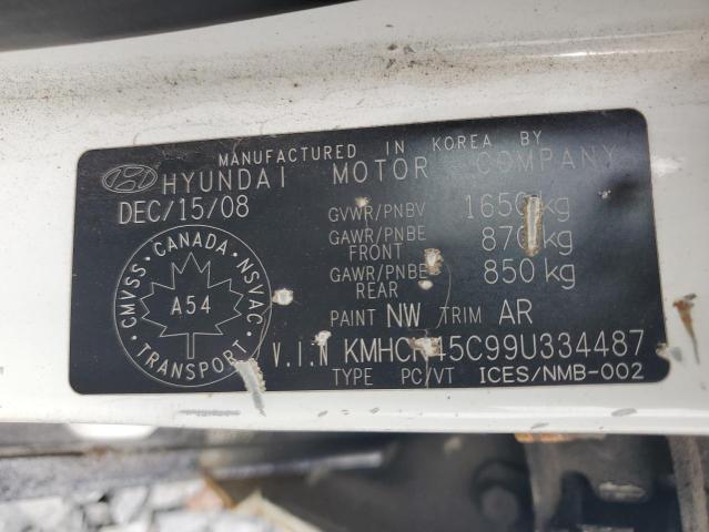 KMHCN45C99U334487 - 2009 HYUNDAI ACCENT GLS Weiß Foto 13