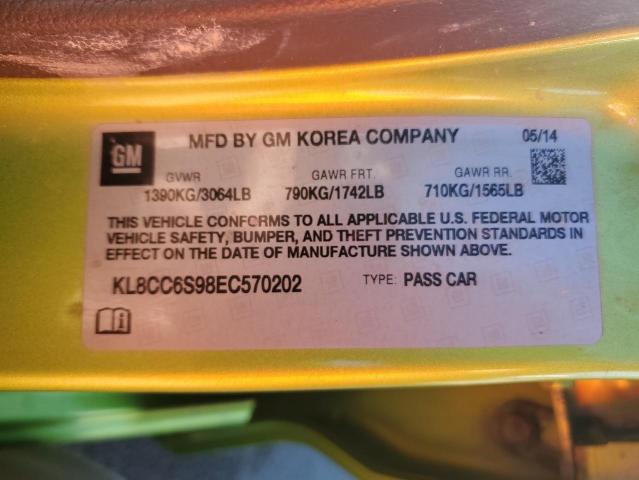 KL8CC6S98EC570202 - 2014 CHEVROLET SPARK 1LT 绿色 照片 12