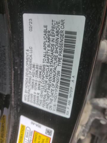 1HGCY1F35PA007299 - 2023 HONDA ACCORD EX Қара фото 12