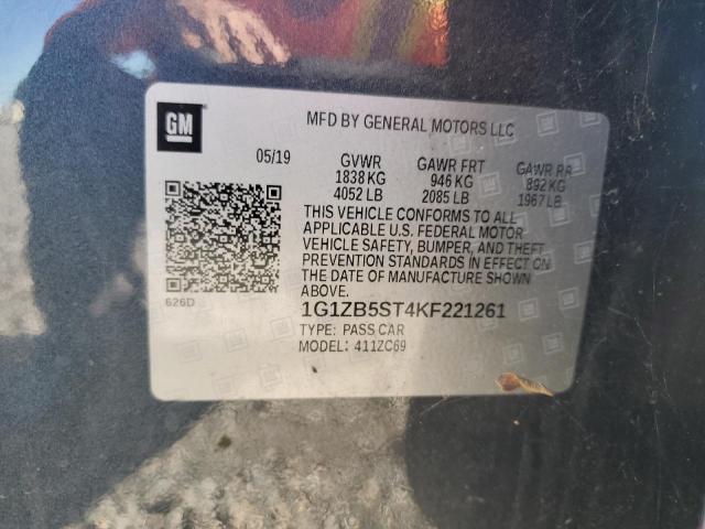 1G1ZB5ST4KF221261 - 2019 CHEVROLET MALIBU LS Grafit fotoğraf 12