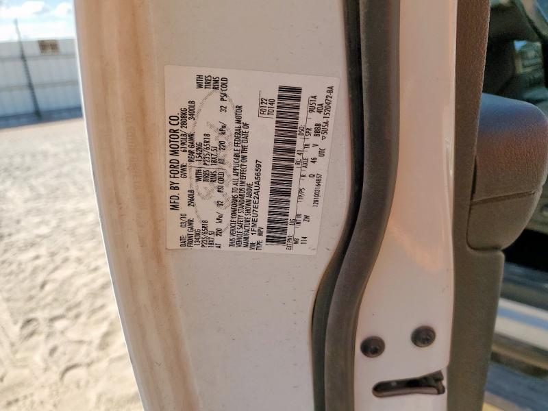 1FMEU7EE2AUA56597 - 2010 FORD EXPLORER EDDIE BAUER Սպիտակ լուսանկար 13