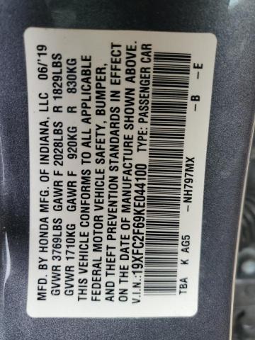 19XFC2F69KE044100 - 2019 HONDA CIVIC LX 灰色 照片 12