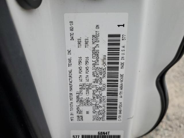 5TFRX5GN1JX112915 - 2018 TOYOTA TACOMA ACCESS CAB Ақ фото 12