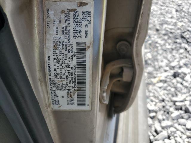 JT3GN86R020256523 - 2002 TOYOTA 4RUNNER SR5 SILVER photo 13