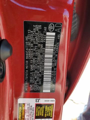 2T1BU4EEXDC050358 - 2013 TOYOTA COROLLA BASE Qırmızı foto 12