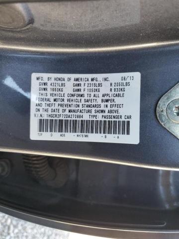 1HGCR2F72DA270884 - 2013 HONDA ACCORD EX ნაცრისფერი ფოტო 12